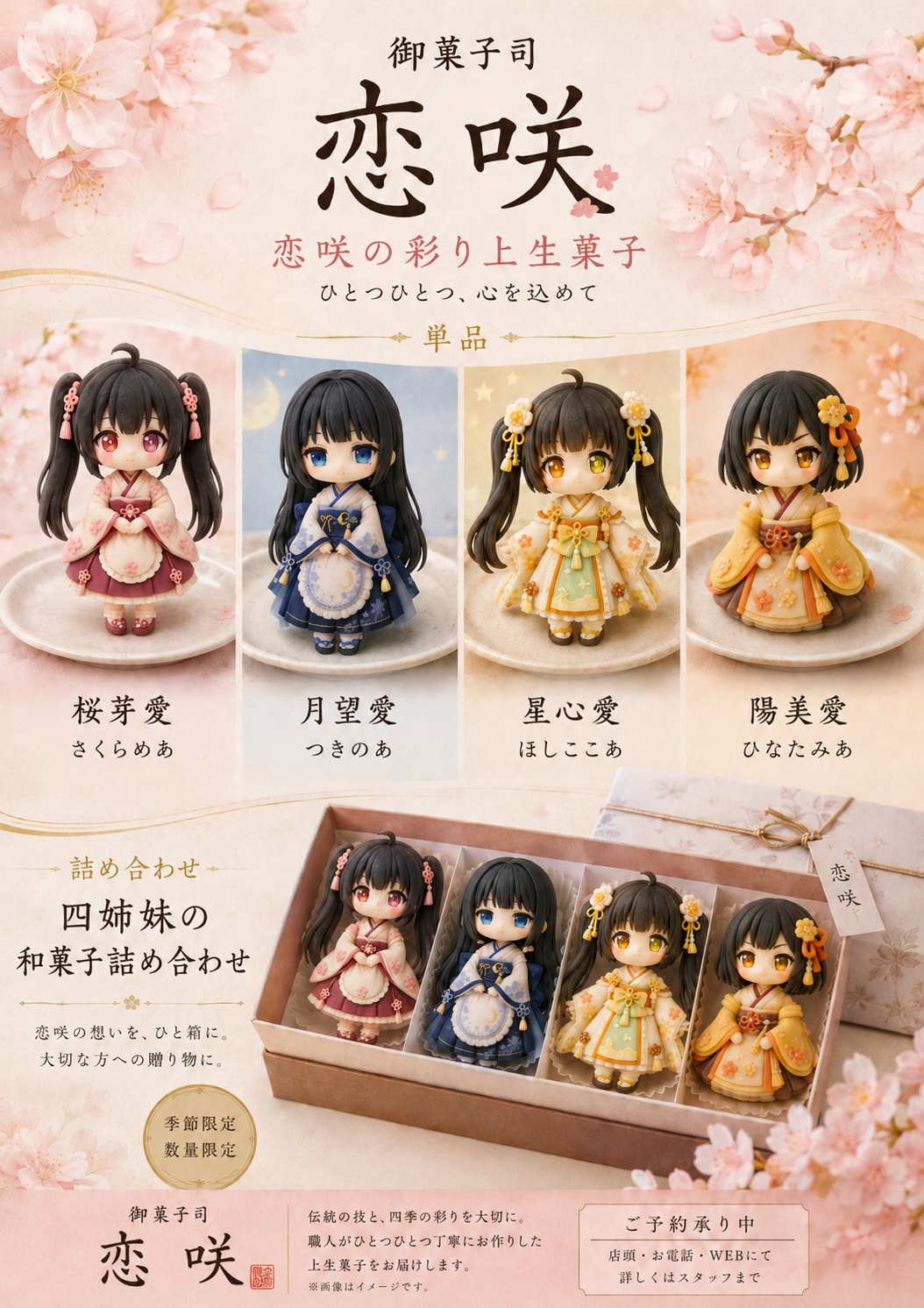 恋咲の彩り上生菓子