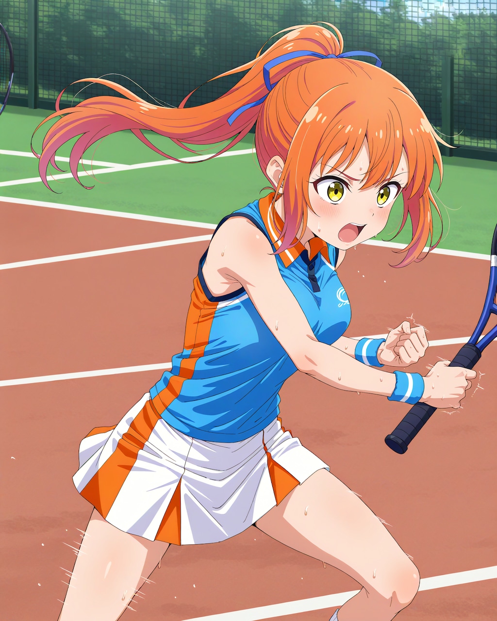 テニスの試合中の子