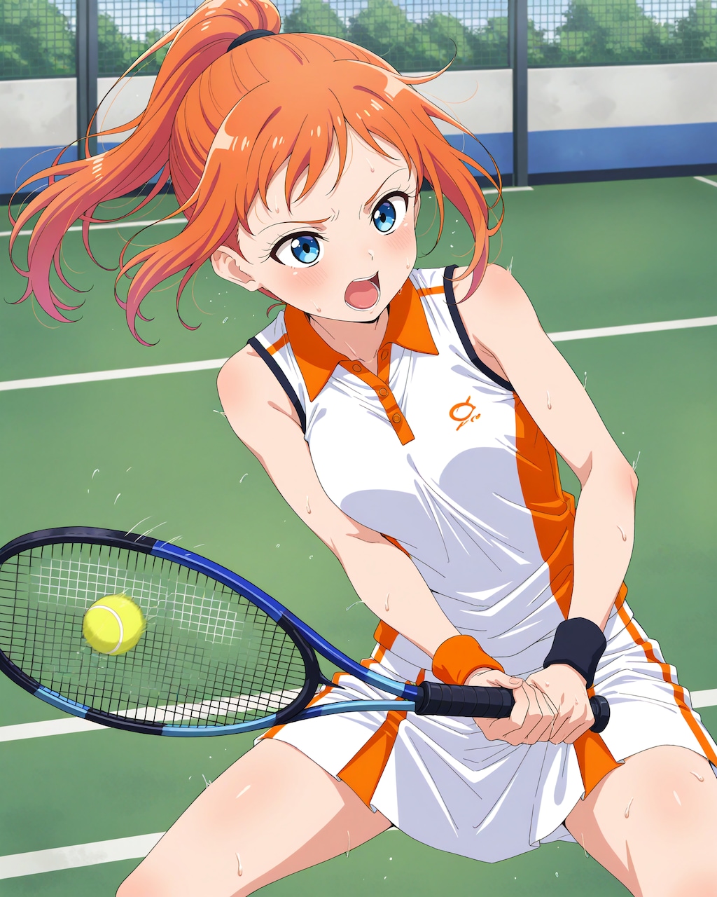 テニスの試合中の子