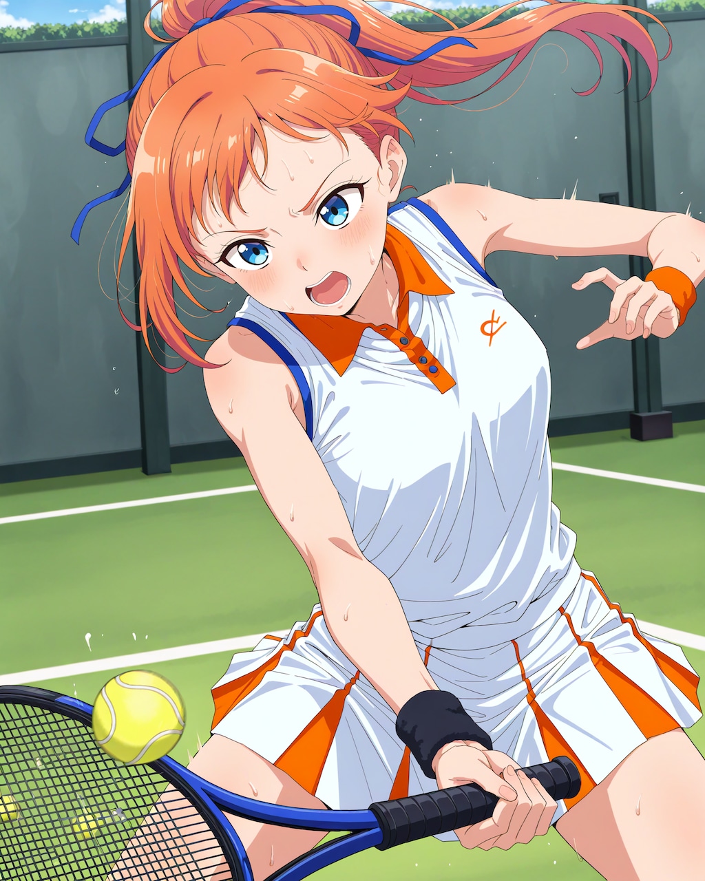 テニスの試合中の子