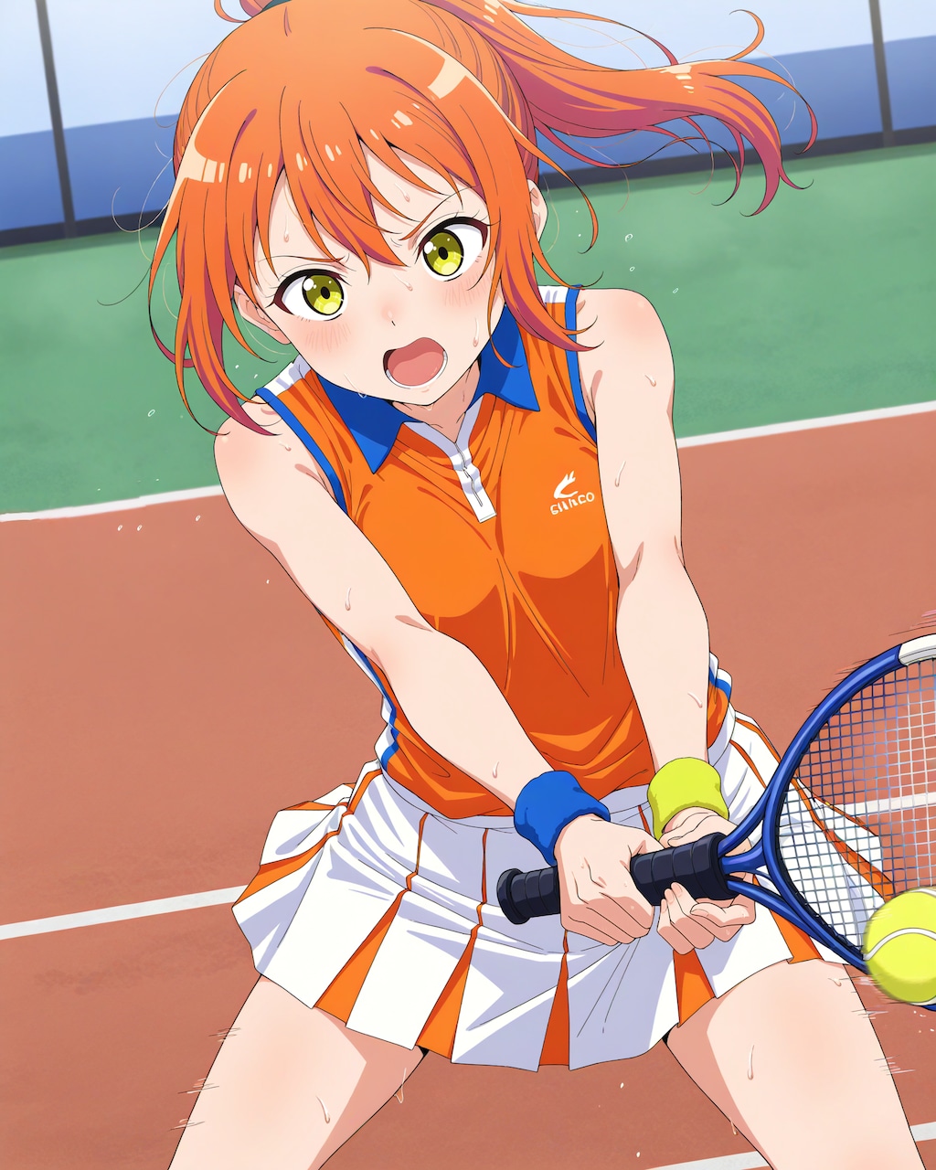 テニスの試合中の子