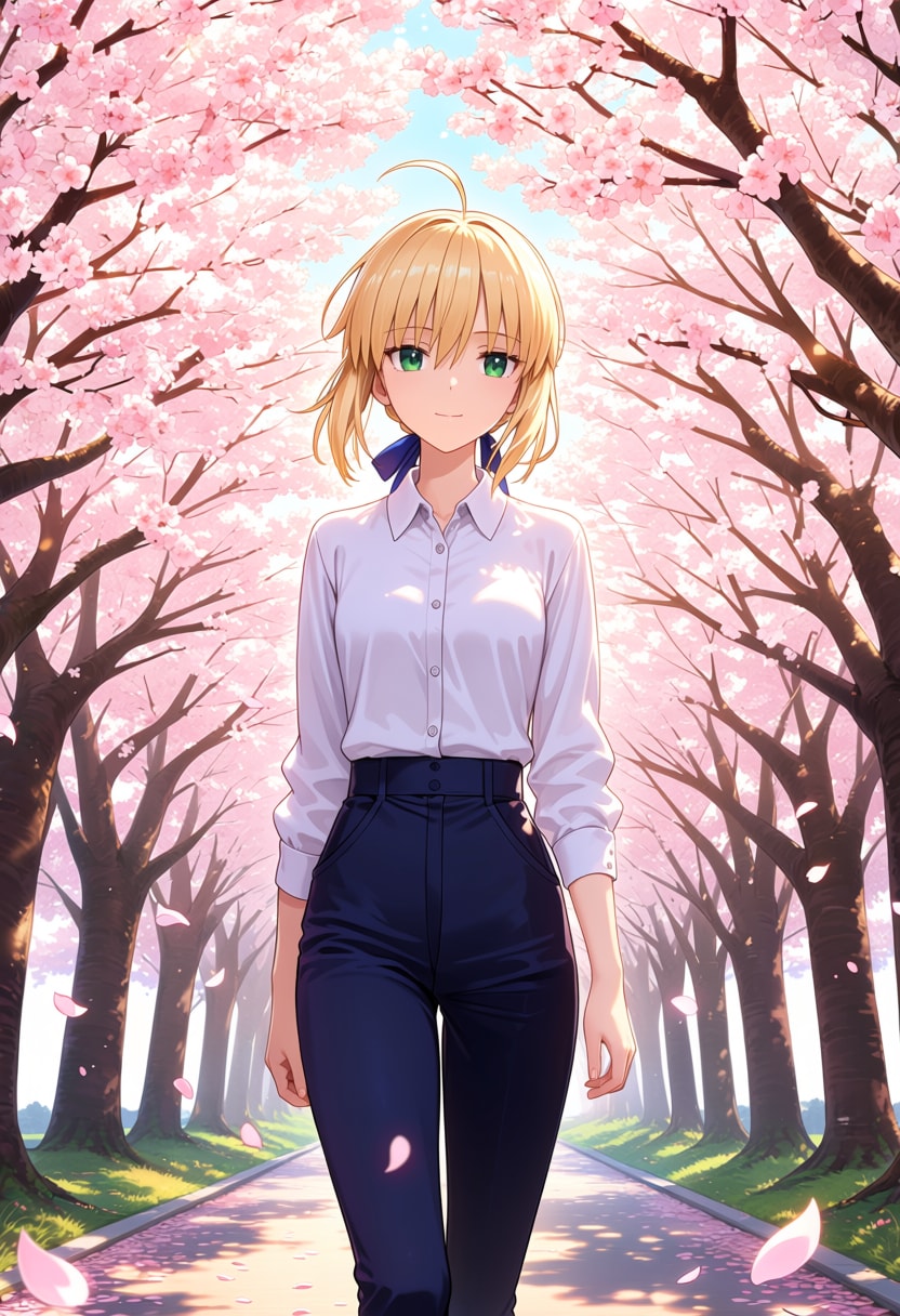 桜舞う散歩道