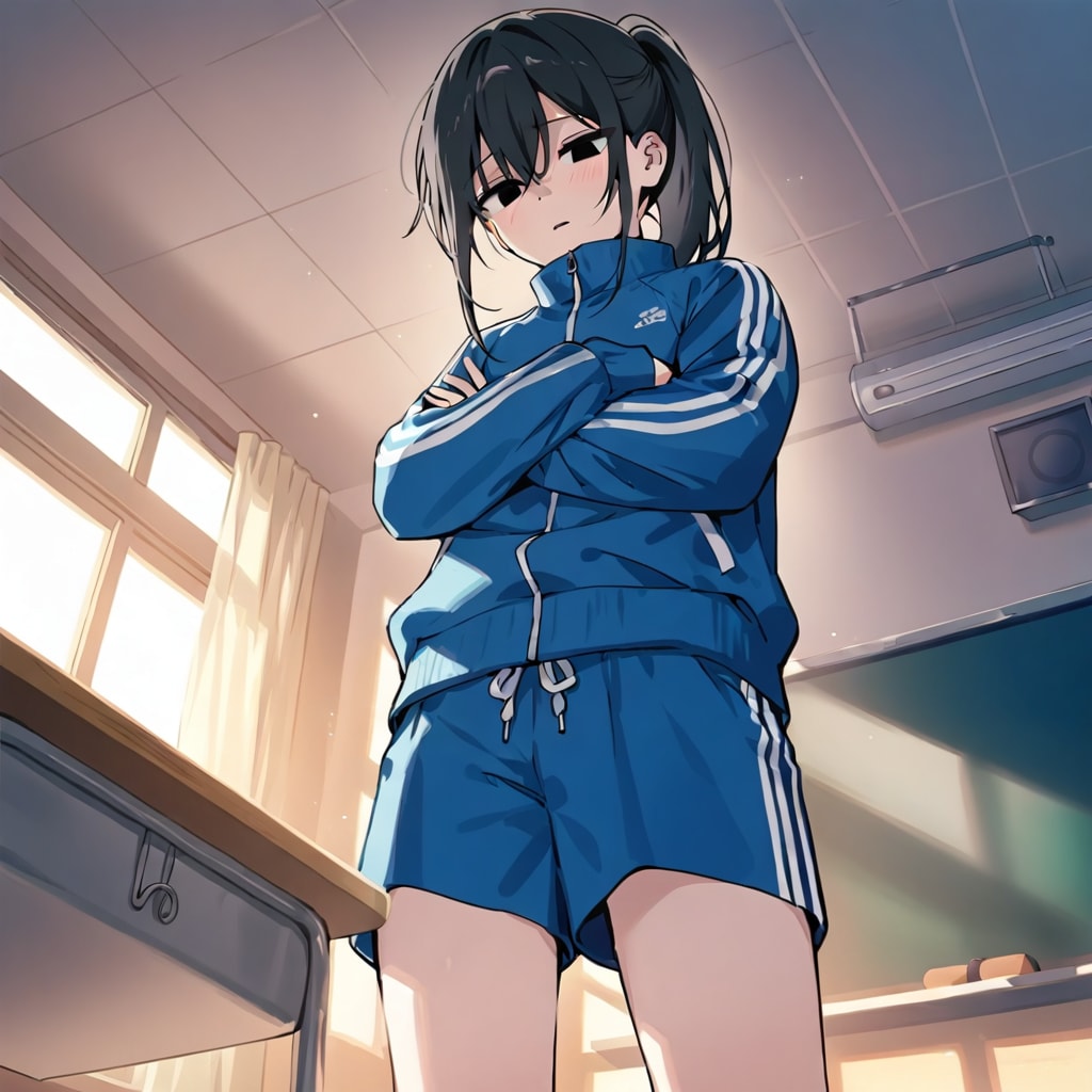 机を見下している