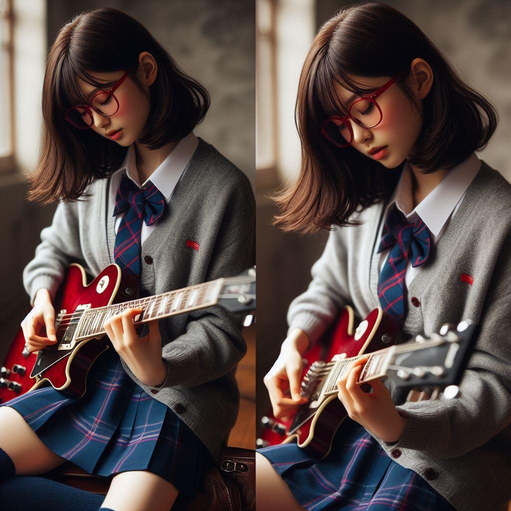 眼鏡女子 楓のギター