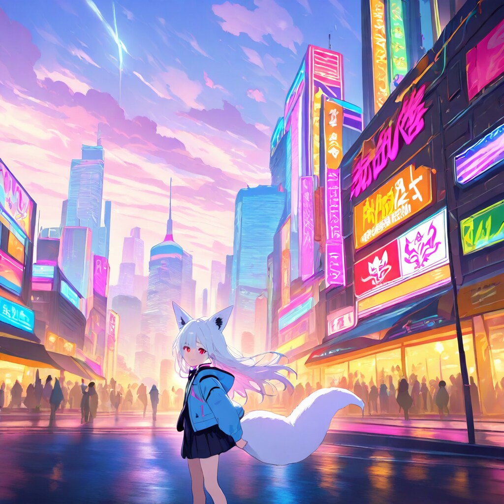 白狐さんと夕暮れの街