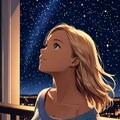 夜空を見上げるお姉さん 3枚目