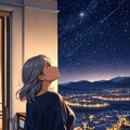 夜空を見上げるお姉さん 5枚目