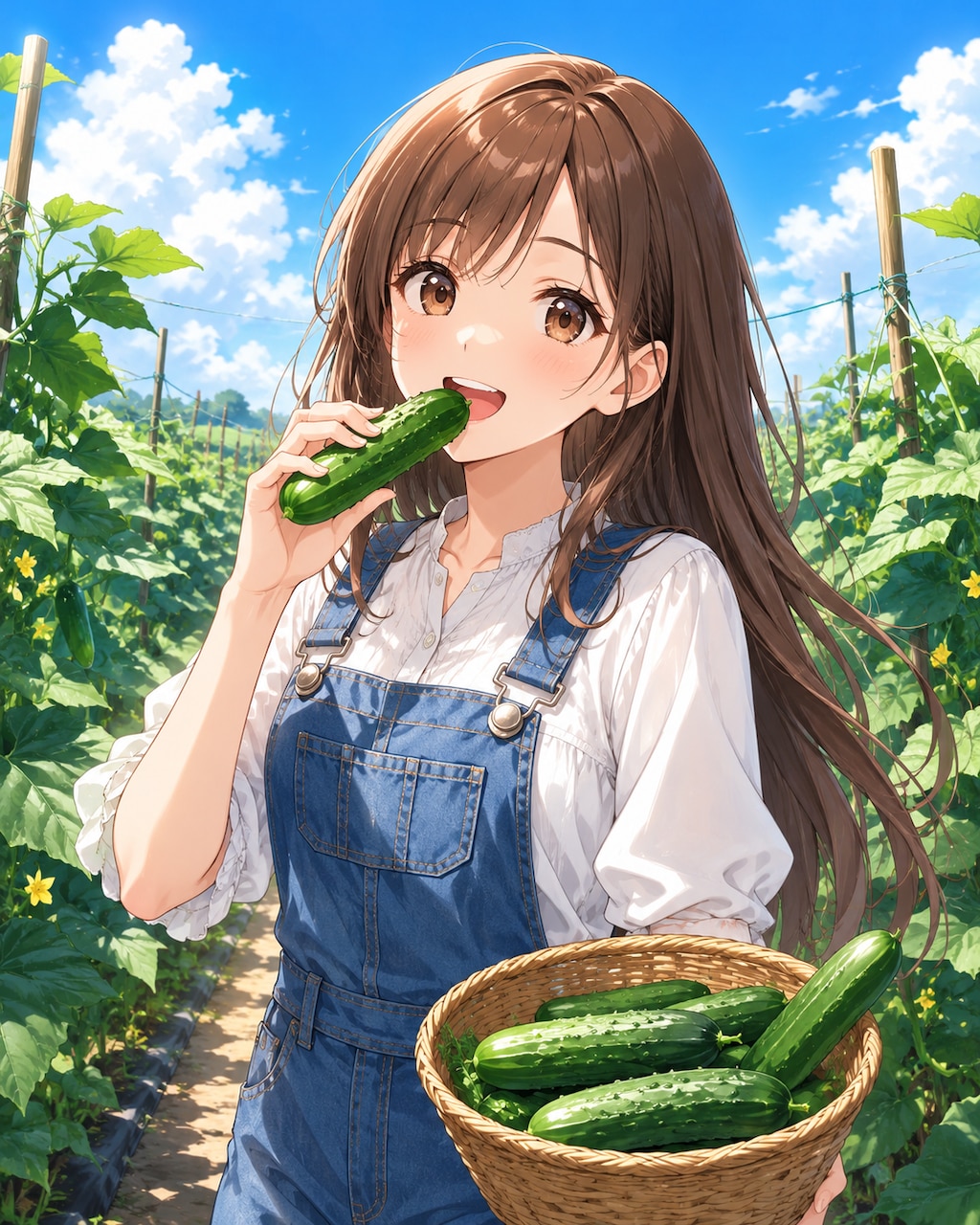 キュウリを喰らう娘