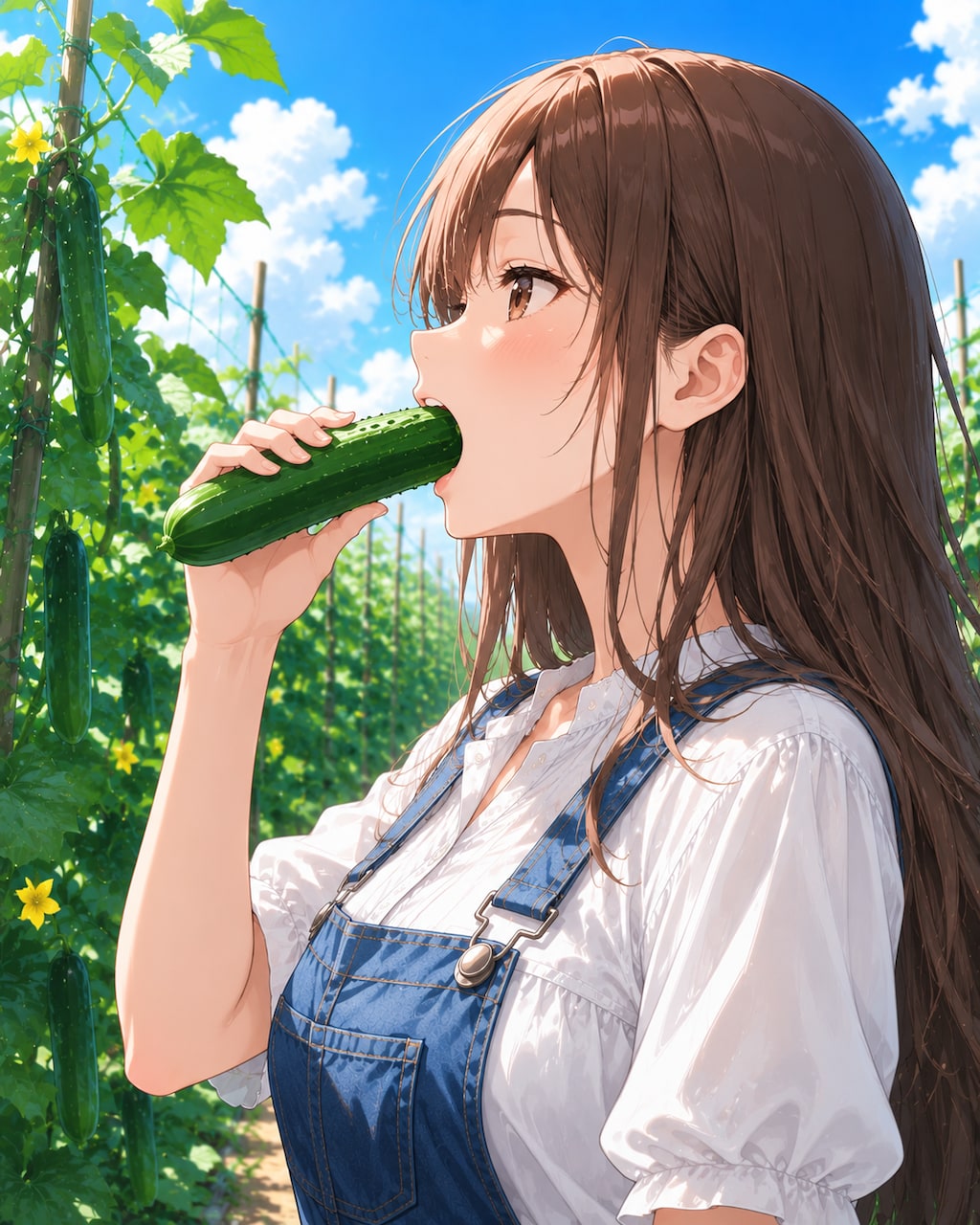 キュウリを喰らう娘