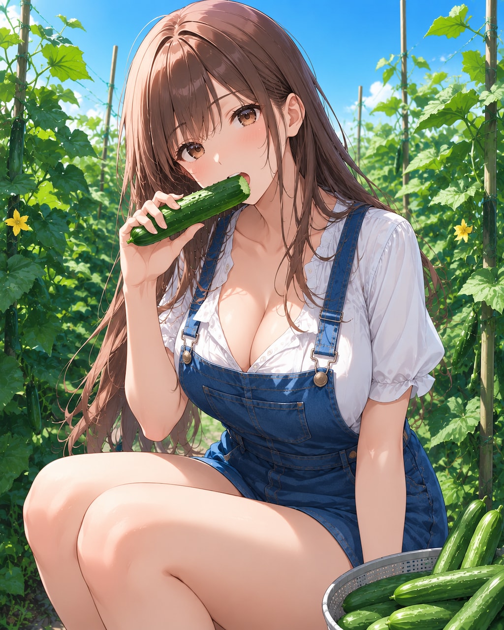 キュウリを喰らう娘
