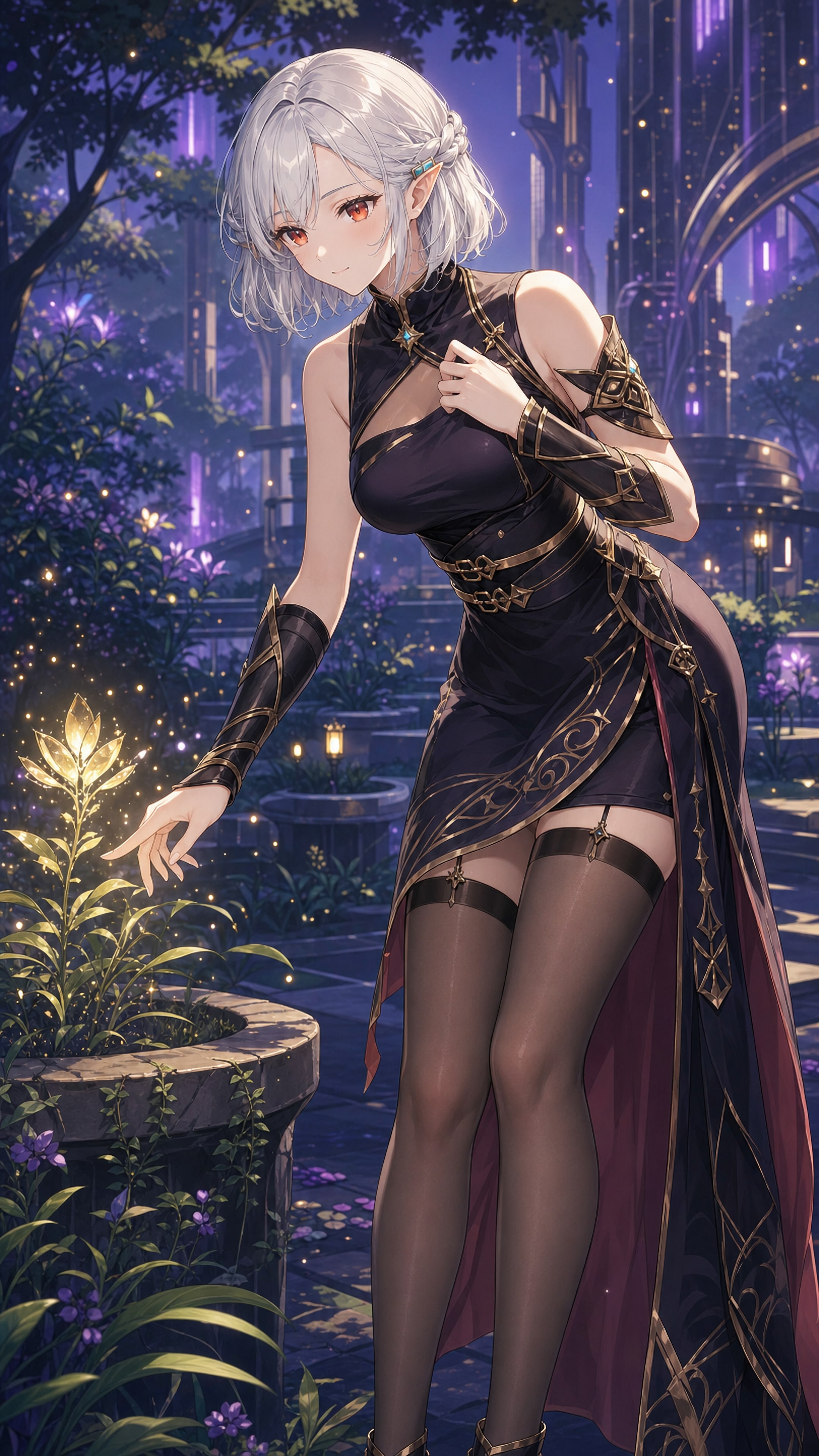星灯りに触れる庭園の夜