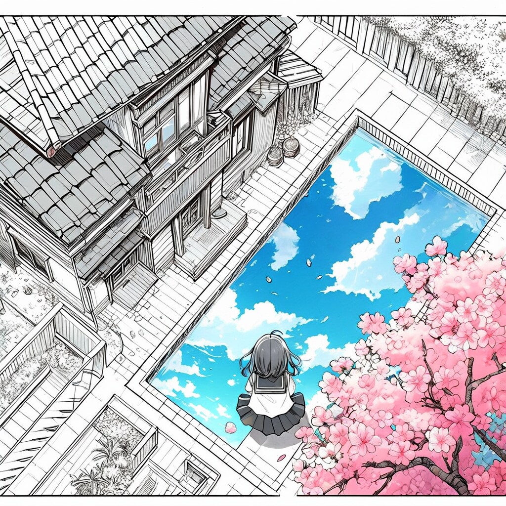 街と水たまり、少女197 | の人気AIイラスト・グラビア