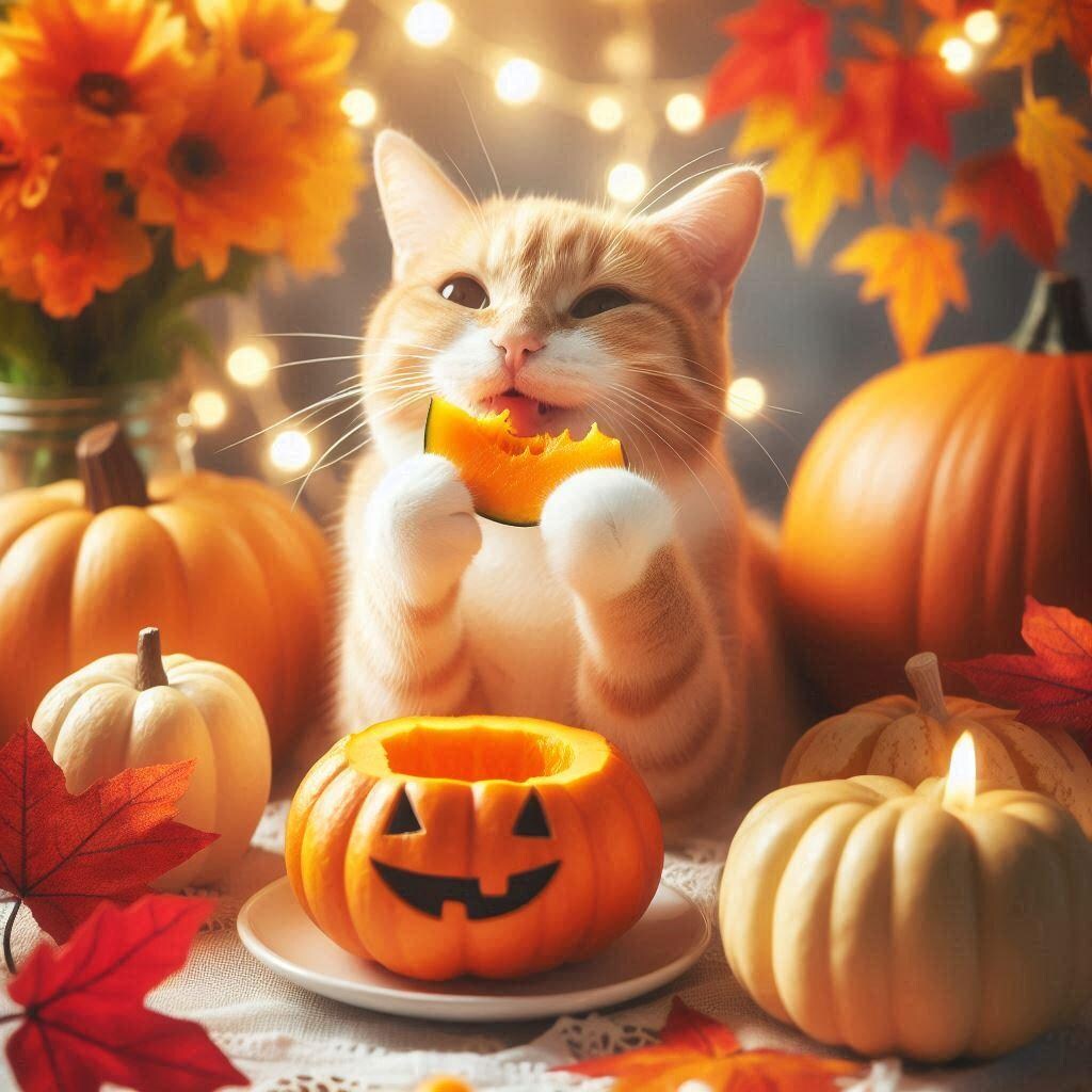 ハロウィンカボチャと猫