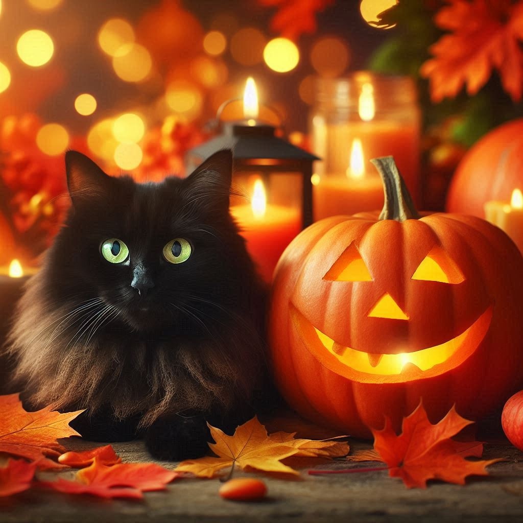 ハロウィンカボチャと猫