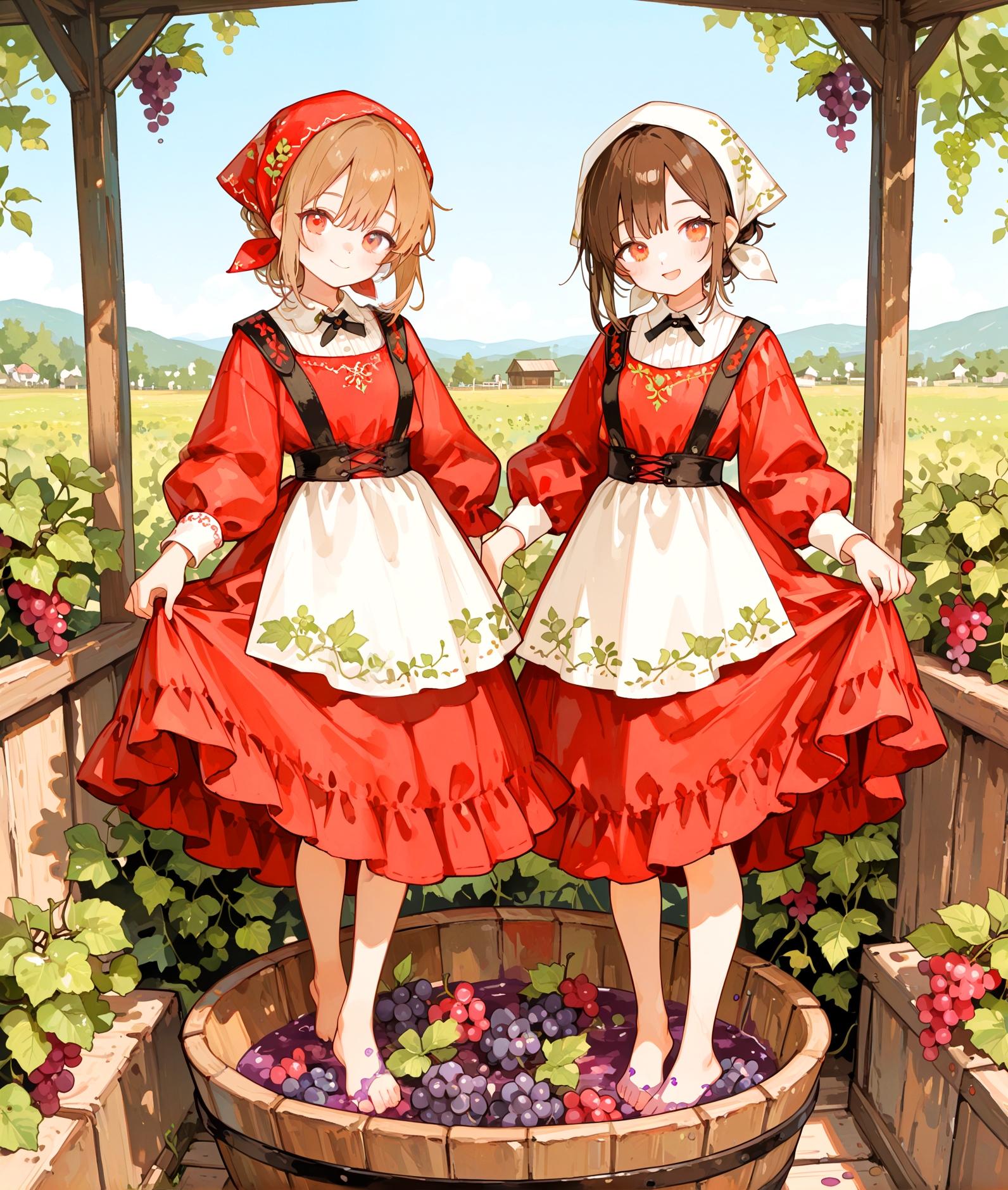 葡萄踏みの少女 | の人気AIイラスト・グラビア