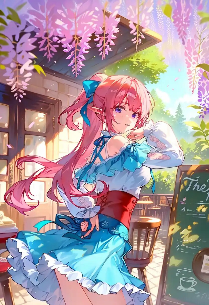 Days AI「藤の花と、うちの子 : アカリ」 | の人気AIイラスト・グラビア