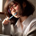 眼鏡女子 楓の朝の歯磨き 3枚目
