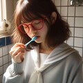 眼鏡女子 楓の朝の歯磨き 5枚目