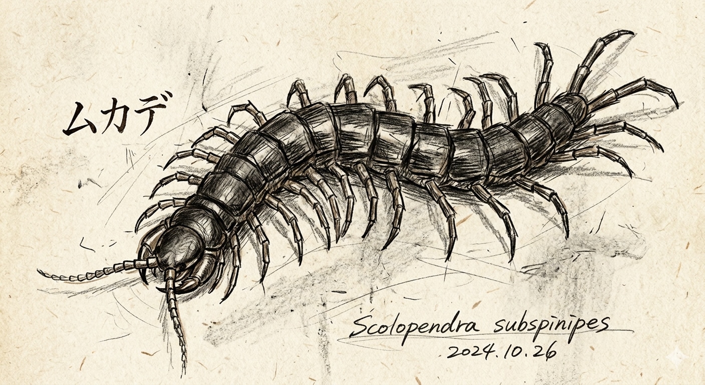 10.「む」→「ムカデ虫(むかでむし)」HD,Y、K　（黒猫） | の人気AIイラスト・グラビア