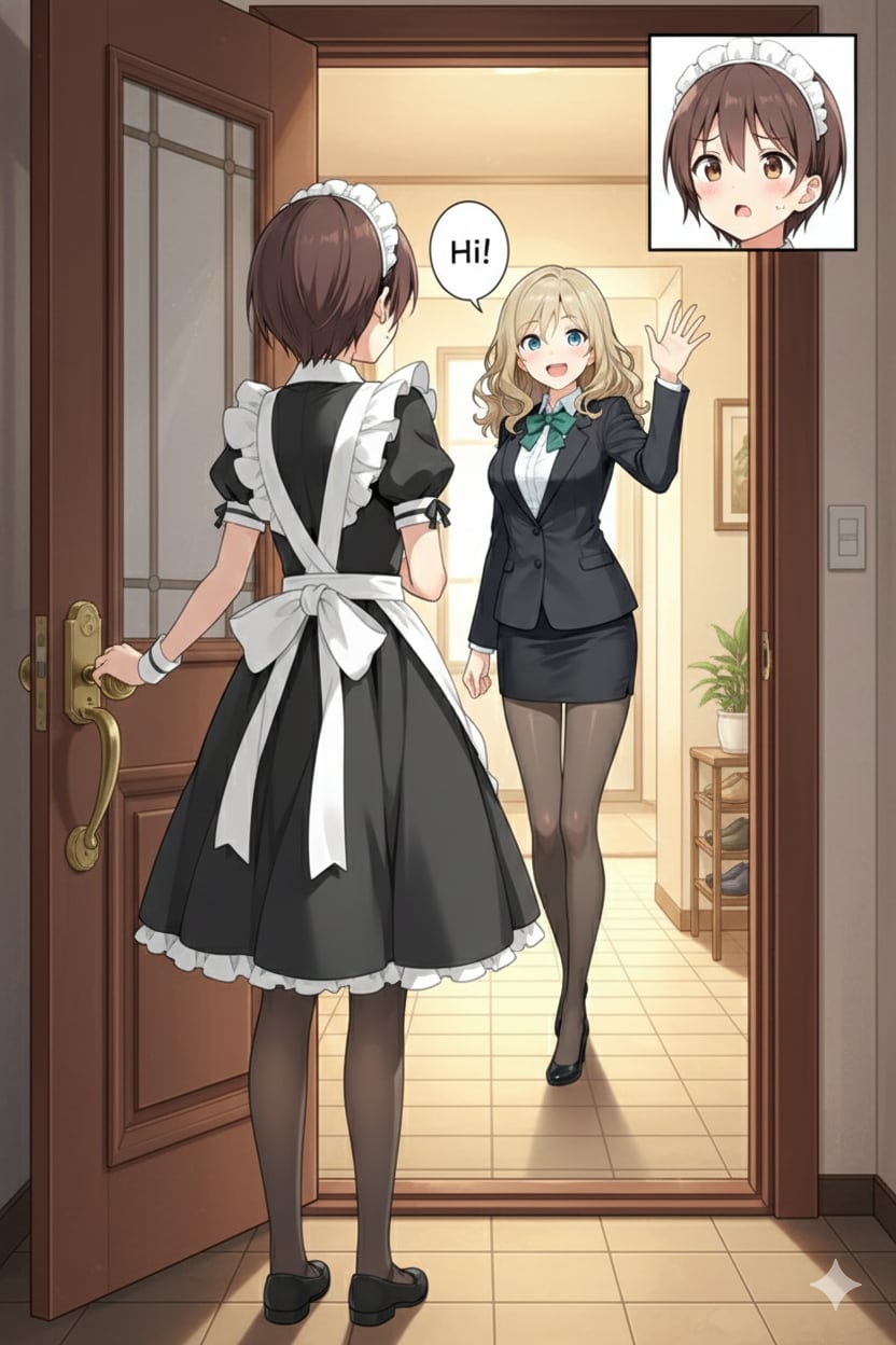 帰宅したメイドさんを出迎えた人は… | の人気AIイラスト・グラビア