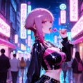 夜のネオン街にたたずむ少女 4枚目