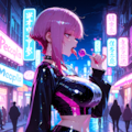 夜のネオン街にたたずむ少女 8枚目