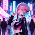 夜のネオン街にたたずむ少女 3枚目