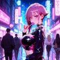 夜のネオン街にたたずむ少女 5枚目