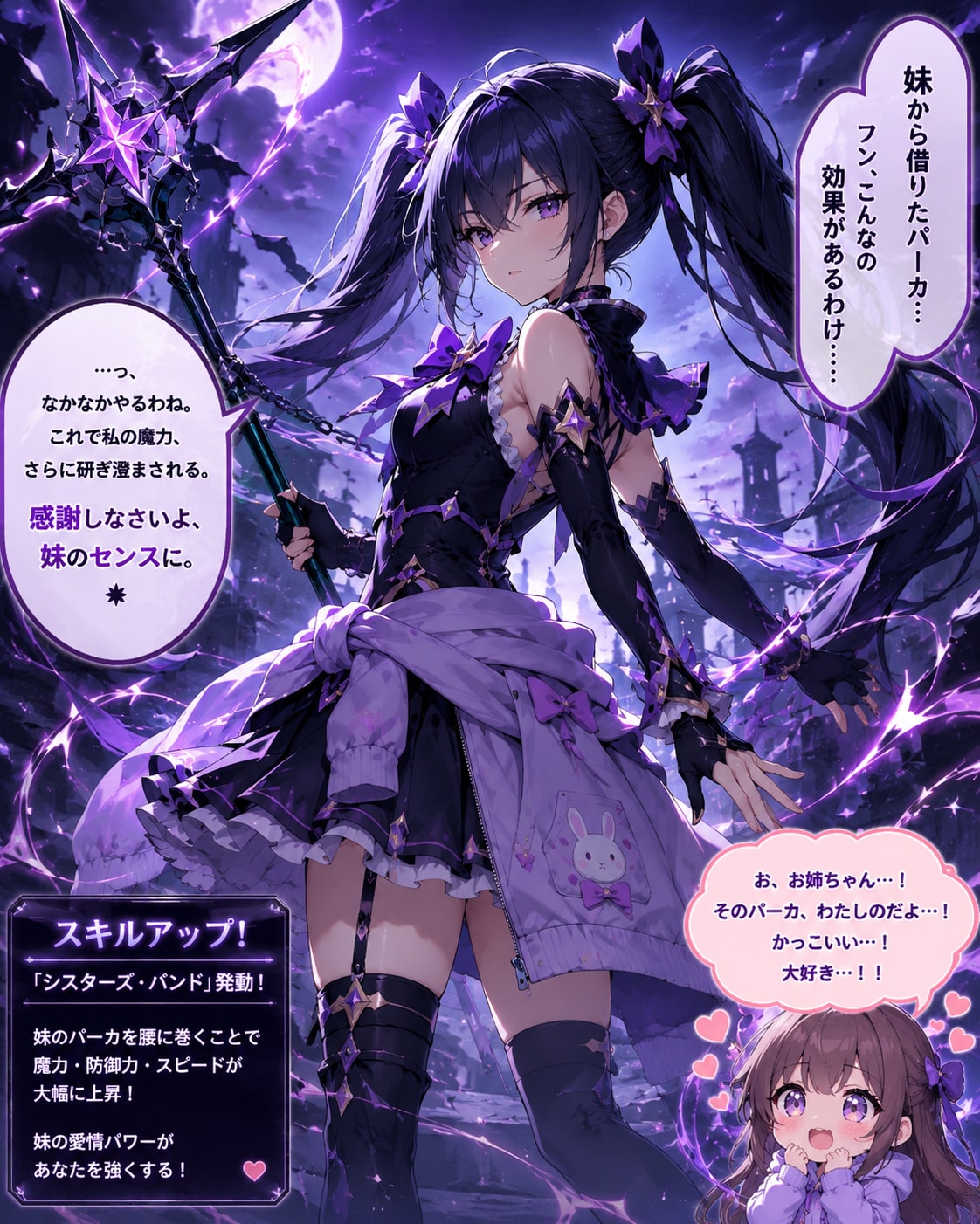 妹のパーカを腰に巻くとスキルが上昇する魔法少女