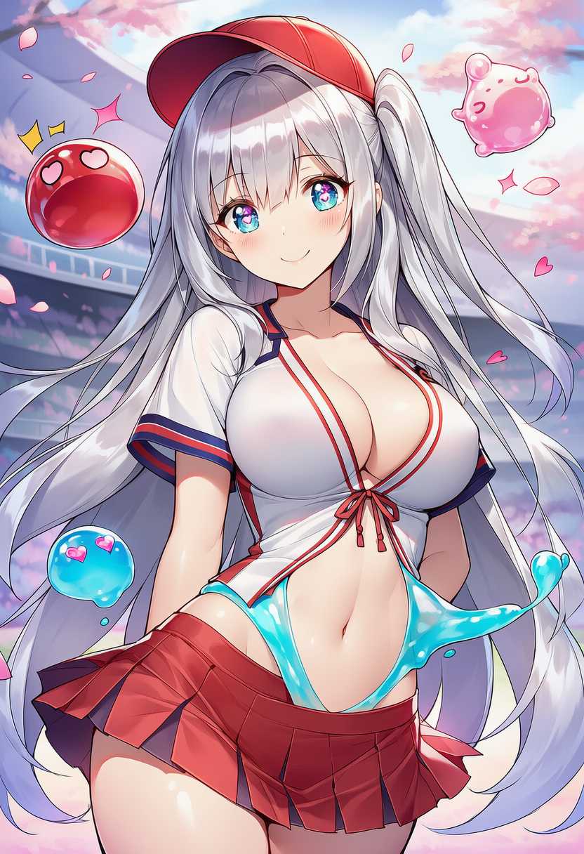 銀髪の野球帽の女の子