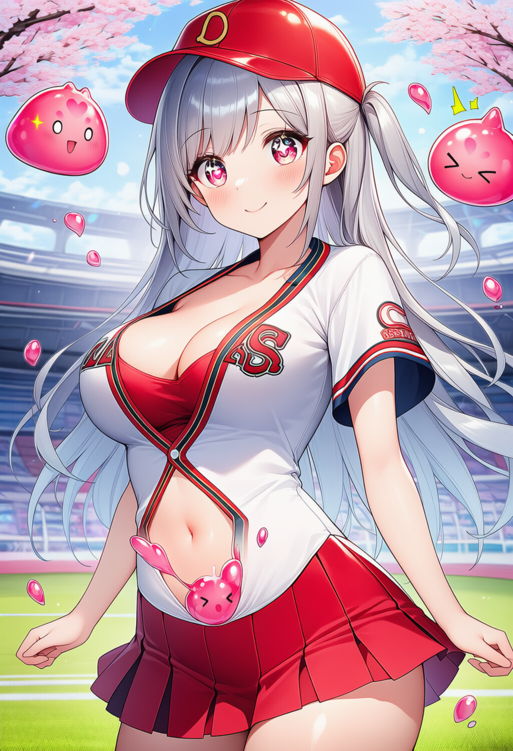 銀髪の野球帽の女の子