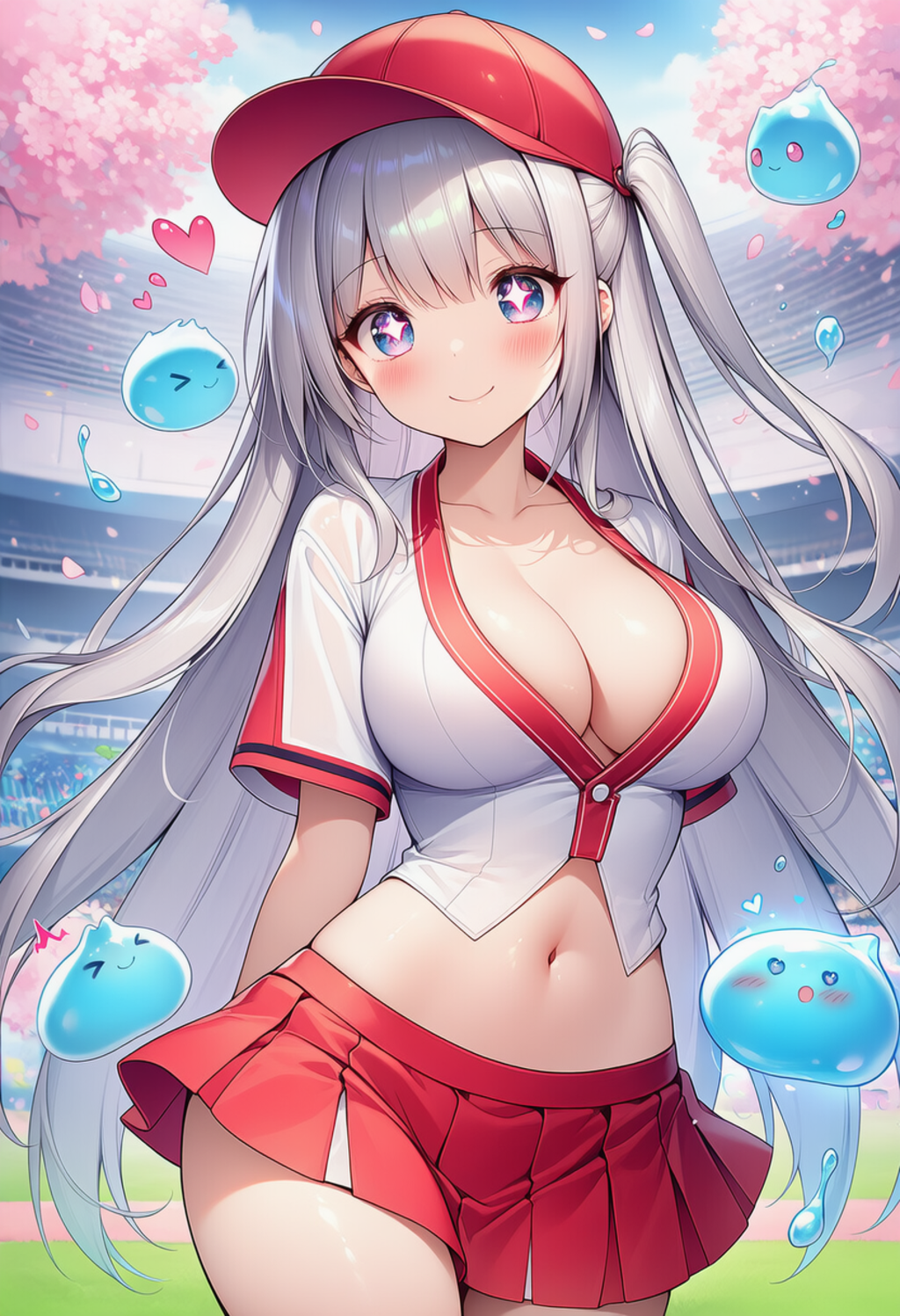 銀髪の野球帽の女の子