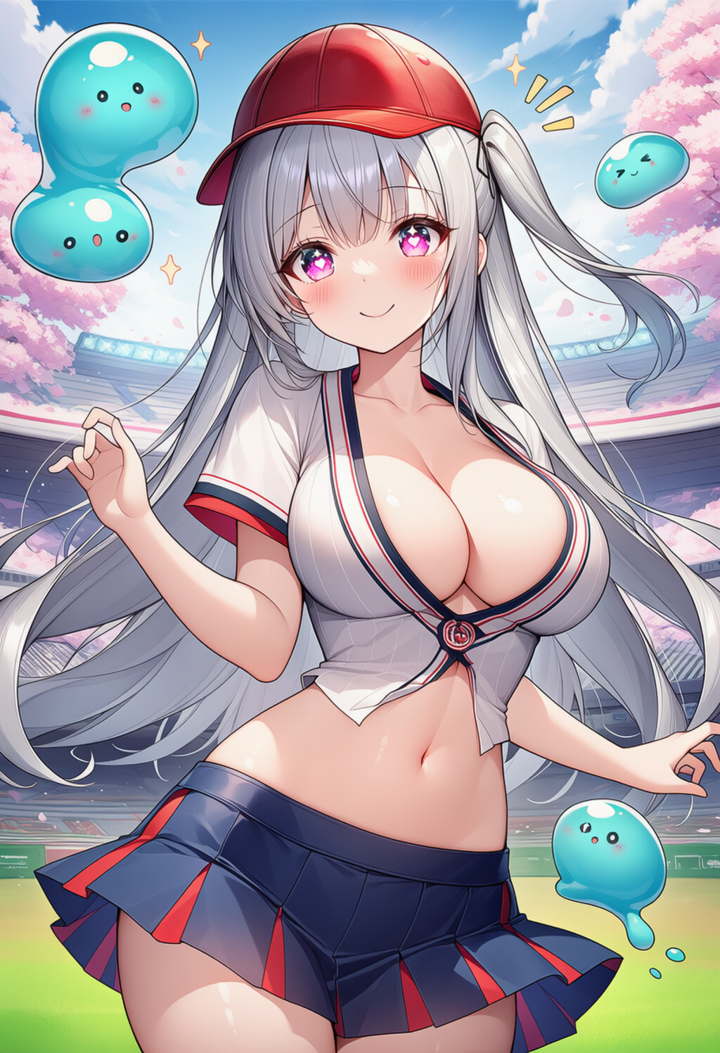 銀髪の野球帽の女の子