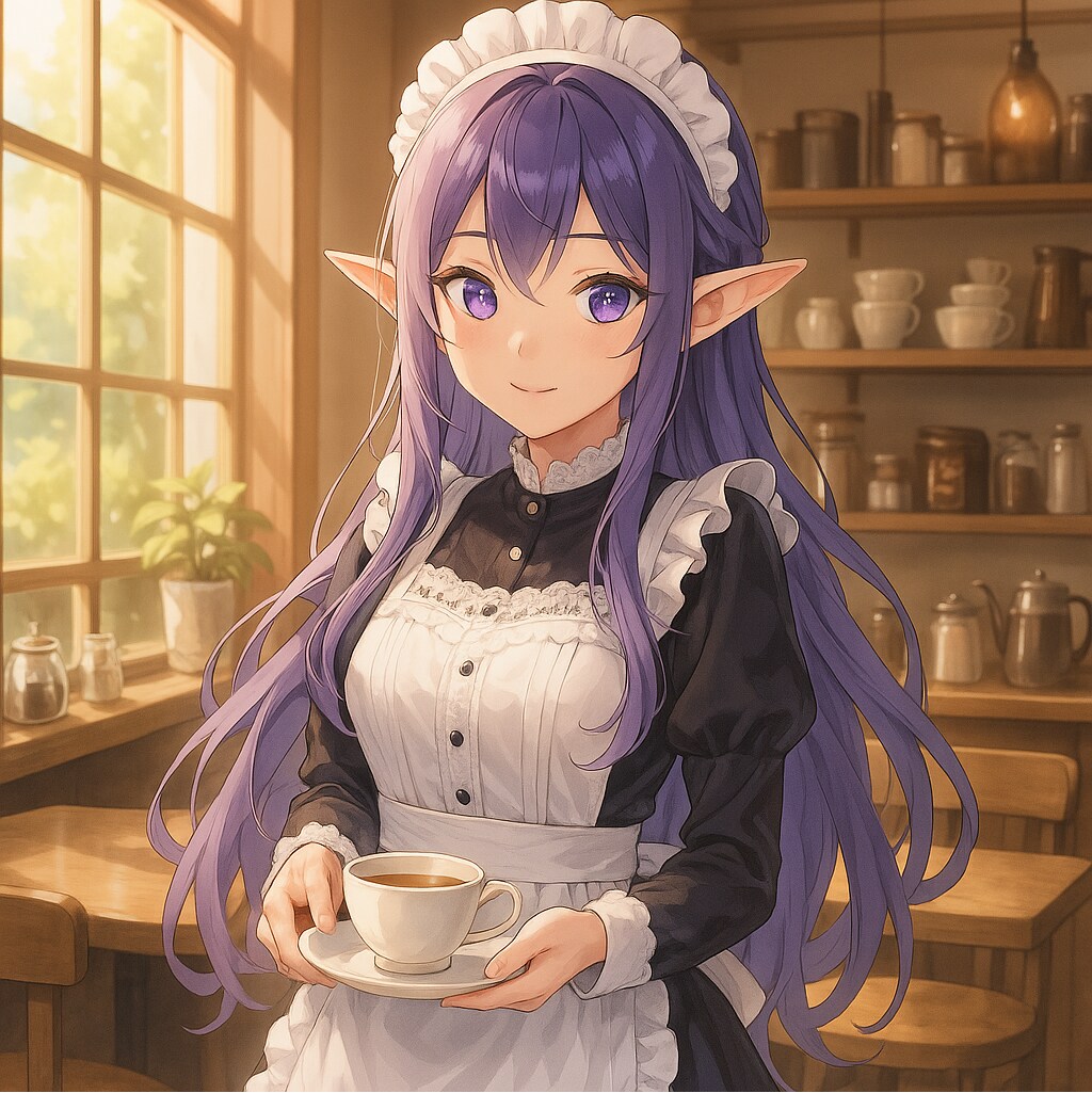 エルフの給仕、微笑みの魔法