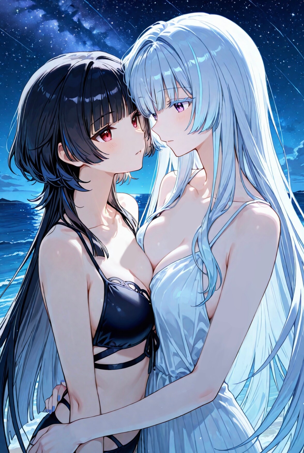 混ざっちゃった二人で夜の海