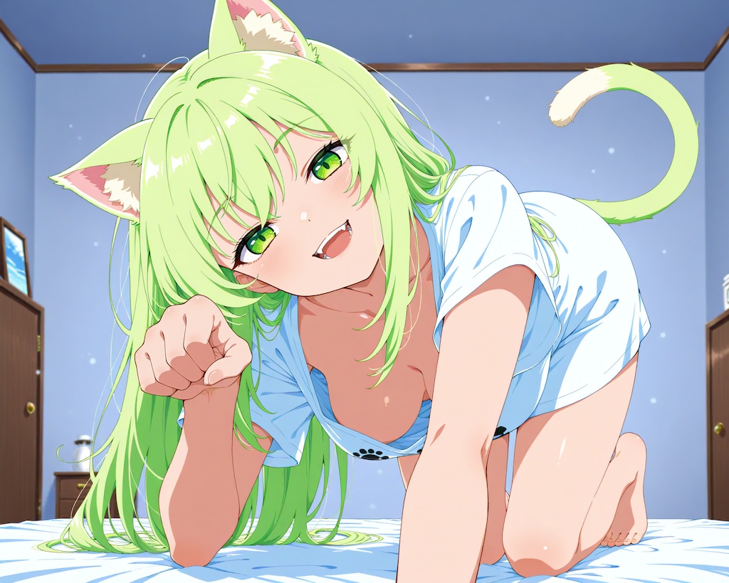 ベッドに入ってくるネコ