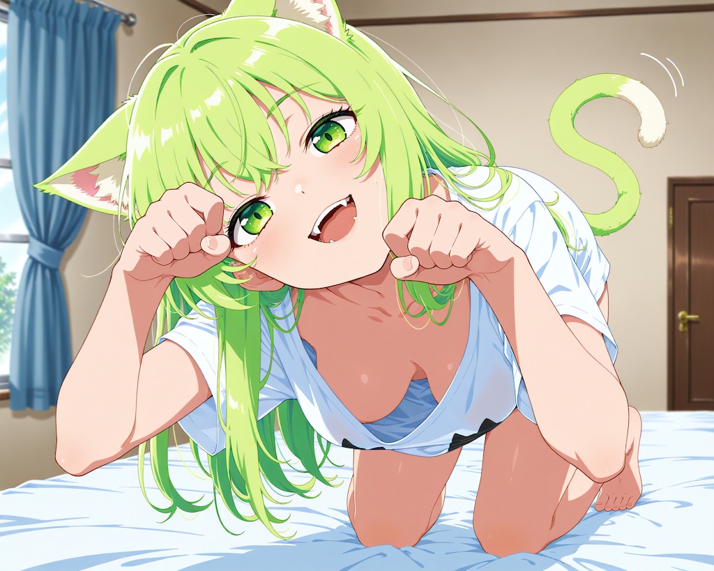 ベッドに入ってくるネコ