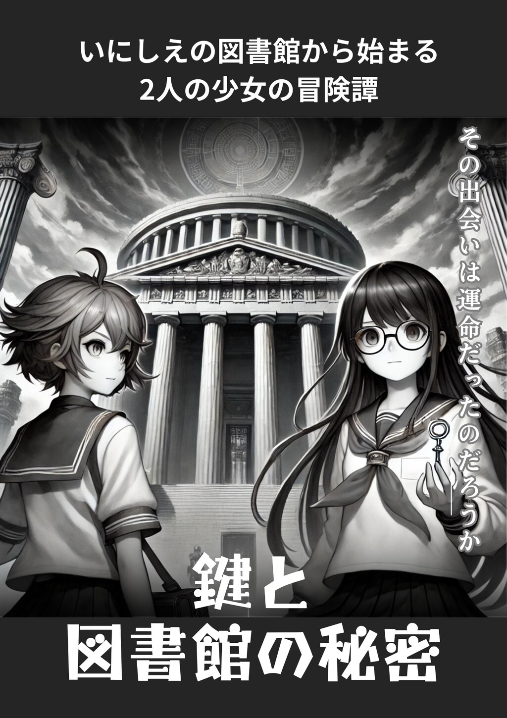 AI漫画『鍵と図書館の秘密.3』第3話「鍵と彫像と新たな扉」