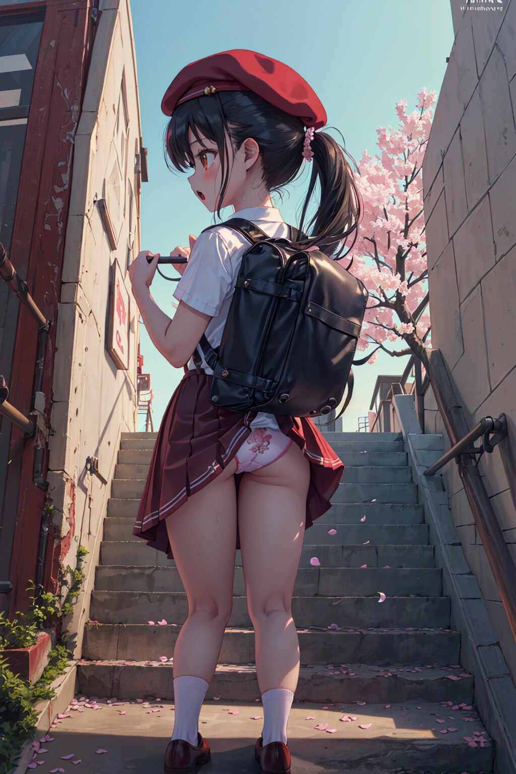 下校ベレー帽ランドセルロリ