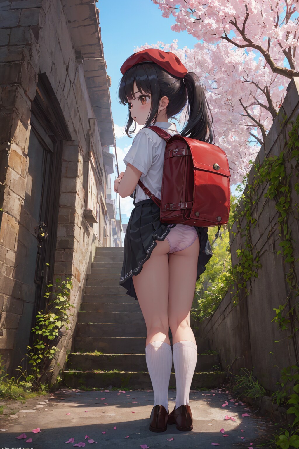下校ベレー帽ランドセルロリ