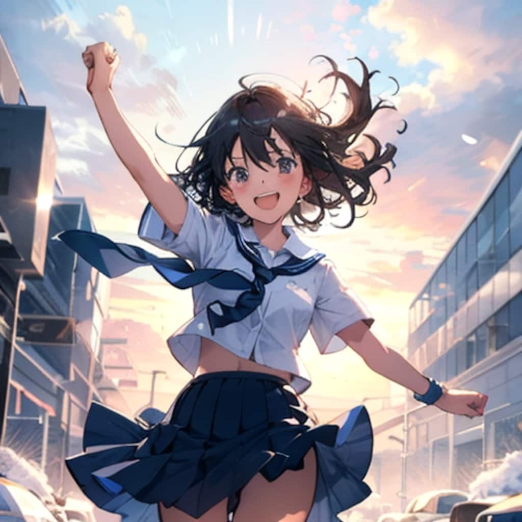 暑中見舞にセーラー服を