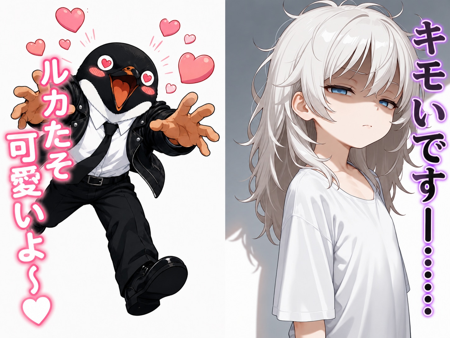 ペンギン頭野郎とうちの子の関係 | の人気AIイラスト・グラビア
