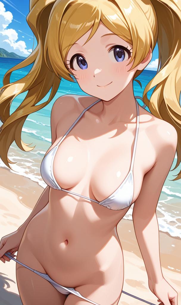 ビーチで大胆な
