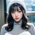 タートルネックのニットでポロリ 6枚目