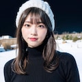 タートルネックのニットでポロリ 5枚目
