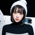 タートルネックのニットでポロリ 2枚目