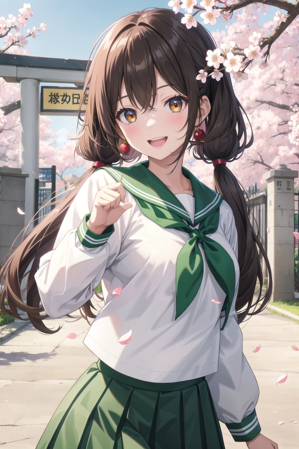 V4B+αで絵海ちゃん(制服と桜咲く入学式の学校)