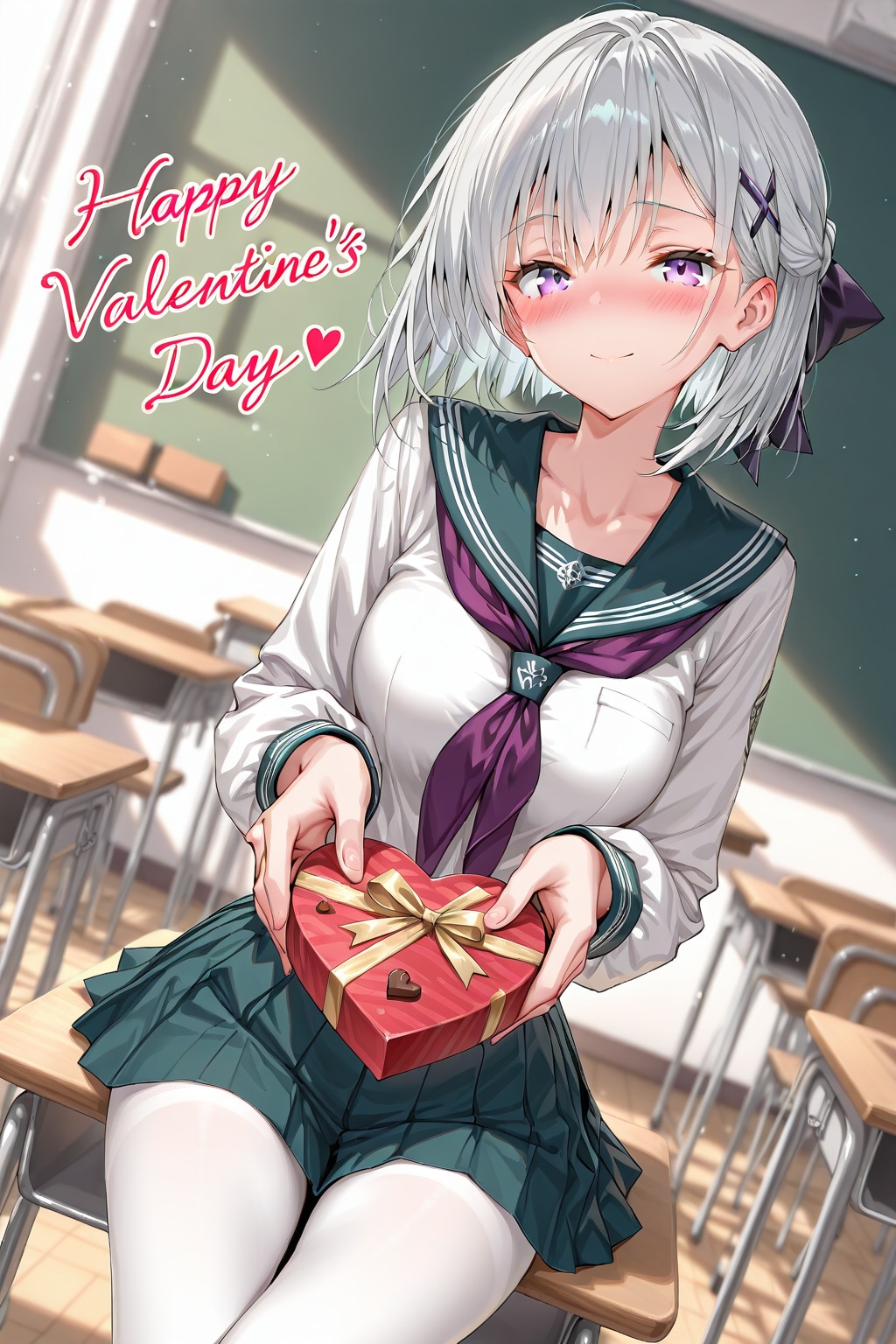 (1180)銀髪ちゃんセーラー服（バレンタイン）