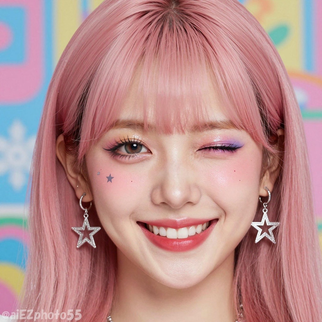 ピンク髪派手メイクお姉さん