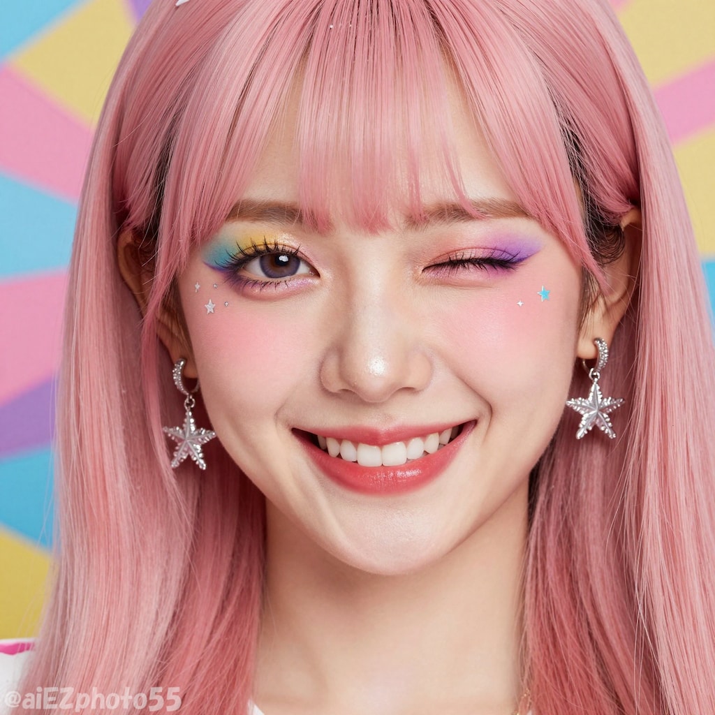 ピンク髪派手メイクお姉さん